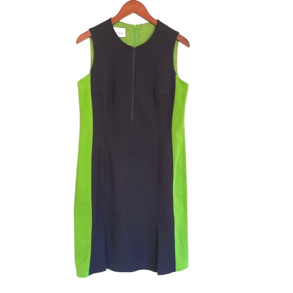 Akris Punto Dresses | Akris Punto Shift Cotton Blend Navy Green Dress Size 10. | Color: Blue/Green | Size: 10 | Luckyeaf's Closet